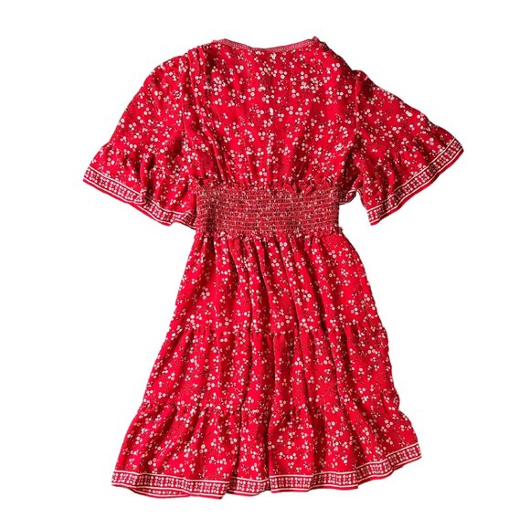 NWT Max Studio Tiered Red Floral Party Dress - Picture 3 of 7